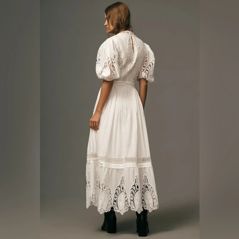 NWT Forever That Girl Mock-Neck Lace Maxi Dress in White, Size Small - Picture 2 of 15